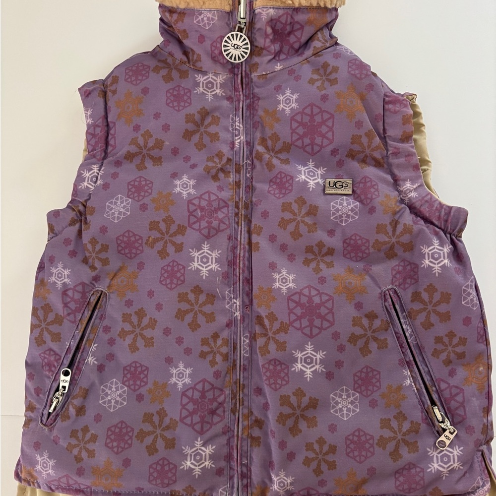 UGG Lavender and Gold Snowflake Vest reversible Girls size Small